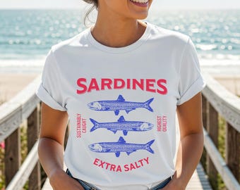 Sardines Tshirt Fish Shirt Trendy Tinned Fish Fisherman Aesthetic Shirt Anchovies TShirt Sardine Lover Gift Coastal Shirt Downtown Girl Tee