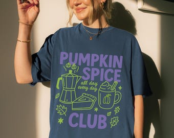 Camiseta de calabaza con especias, camiseta de otoño, camiseta de café con leche con especias de calabaza, temporada de calabaza, camiseta de calabaza, camiseta de café con especias de calabaza, colores cómodos, tallas grandes