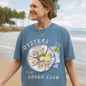 Austern Liebhaber Club Shirt, Fischer Ästhetische Auster Tshirt, Vintage Küsten Shirt, Amalfiküste Shirt, Küstenästhetische Zitrone T-Shirt, Fische und Meerestiere