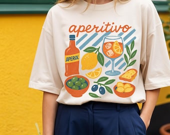Camiseta Aperol Aperitivo, Camiseta de moda italiana de la Costa Amalfitana, Camiseta La Dolce Vita Aperol, Camiseta italiana de verano, Tallas grandes Comfort Colors
