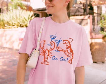 Lobster Martini Shirt, Lobster La Dolce Vita Shirt, Fisherman Aesthetic Tshirt, Coastal Lobster Tini Shirt, Coastal Granddaughter Plus Sizes