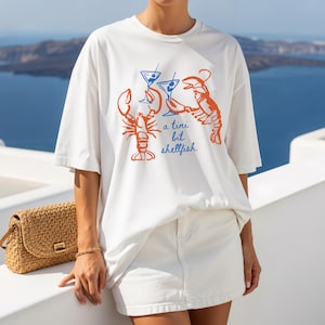 Lobster Martini Shirt, Lobster La Dolce Vita Shirt, Fisherman Aesthetic Tshirt, Coastal Lobster Tini Shirt, Coastal Granddaughter Plus Sizes