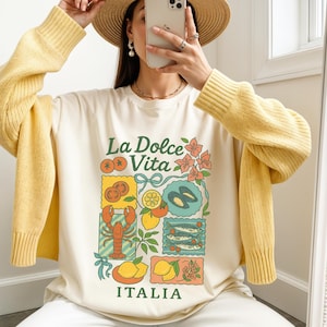 La Dolce Vita Shirt, Italian Summer Graphic Tee, Foodie Seafood Lover Tee, Limoncello Sardines Fisherman Aesthetic, Italian Picnic Plus Size