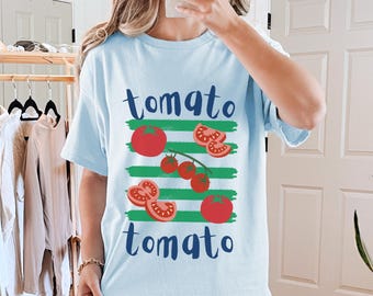 Tomato Shirt, Tomato Girl Summer, Farmers Market Tshirt, Gardening TShirt, Pomodoro Graphic Tee, Foodie Italian Aesthetic Tee,  Plus Sizing