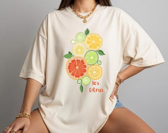 Vintage oranje shirt, shirt citrusvruchten, T-shirt Citrus Grove, zomer-T-shirt, shirt fruit esthetiek, shirt fruit, shirt fruit, comfortabele kleuren plus maatvoering