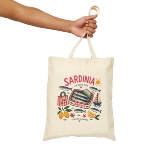 Sardine Tote Bag, Italian Summer Tote, Coastal Market Bag, Amalfi Coast Aesthetic, La Dolce Vita Beach Tote, Mediterranean Tote Bag image 8