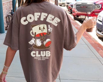 Coffee Club Aesthetic Retro Vintage Comfort Colors Graphic Tee, Bohemian Retro Tee, Grunge Hippie Boho Graphic, Coffee Lover StreetwearTee
