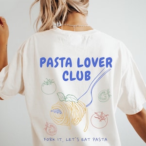 Pasta Lover Club Shirt, Pasta Tomato Girl Summer T-shirt Retro Pasta Womens Shirt Eat Pasta Foodie Carb Lover Aesthetic Italian Food Tee