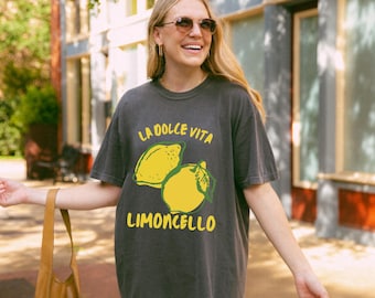 Limoncello La Dolce Vita Tshirt, Italian Summer Shirt, Lemon Italian T-Shirt, Retro Amalfi Coast Shirt, Coastal Granddaughter Comfort Colors