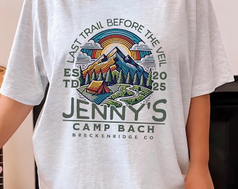 Retro Camp Bachelorette Shirt Last Trail Camp Bach Shirts Custom Bachelorette Party Shirts Camping Bachelorette Custom Bridal Party Gifts