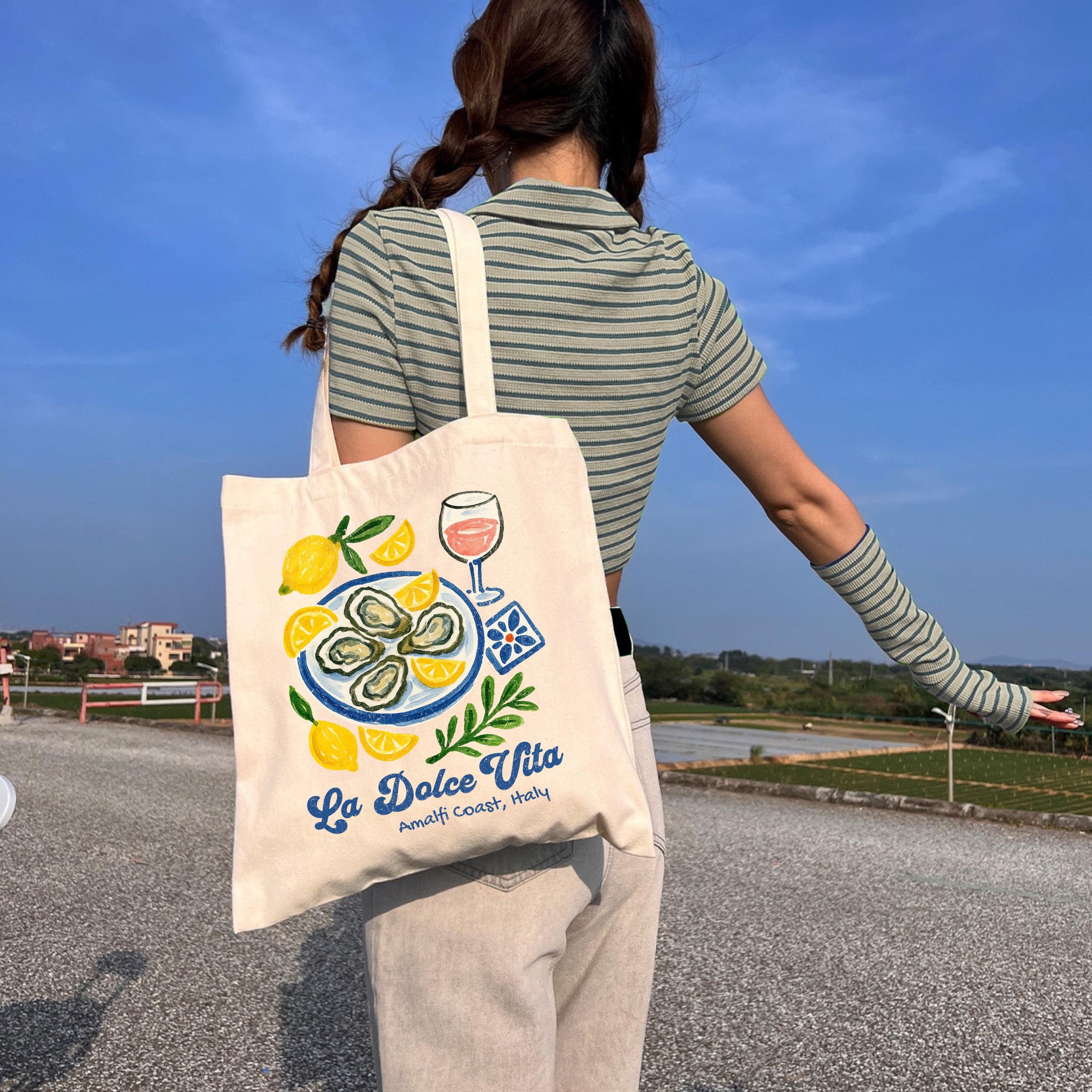 La Dolce Vita Amalfi Coast Tote Bag, Limoncello Tote Bag, Italian
