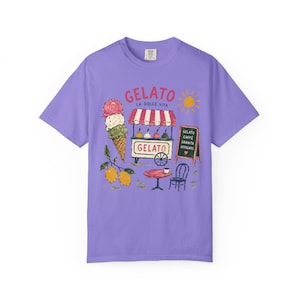 Camiseta Gelato, Camiseta de verano italiana, Camiseta de la Costa Amalfitana, Camiseta gráfica de verano europea, Camiseta de vacaciones, Top de la costa italiana, Tallas grandes Comfort Colors imagen 9
