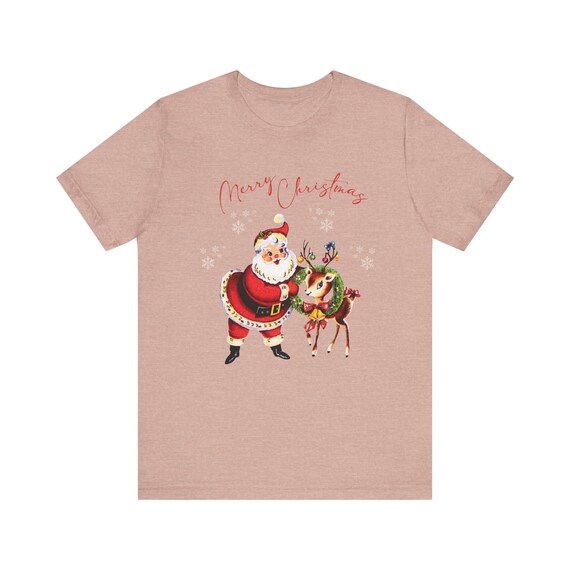 Camiseta navideña de Papá Noel y reno, idea de regalo de Papá Noel