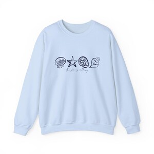 Seashell Shirt, Beach Sweatshirt, Fisherman Aesthetic, The Sea is Calling Coconut Girl Ocean Shirt, Summer Coastal Granddaughter Inspired Light Blue