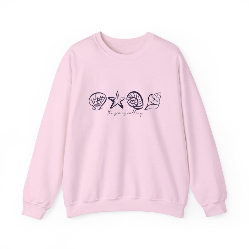 Seashell Shirt, Beach Sweatshirt, Fisherman Aesthetic, The Sea is Calling Coconut Girl Ocean Shirt, Summer Coastal Granddaughter Inspired Light Pink