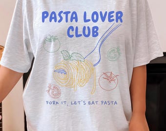 Pasta Lover Club Shirt, Pasta Tomato Girl Summer T-shirt Retro Pasta Womens Shirt Eat Pasta Foodie Carb Lover Aesthetic Italian Food Tee
