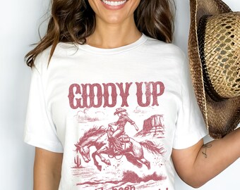 Chemise de cow-girl, t-shirt de cow-girl rétro, t-shirt graphique western, t-shirt de cow-girl de rodéo, chemises country western rodéo