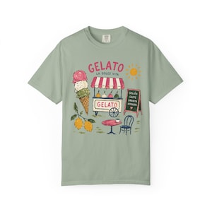 Camiseta Gelato, Camiseta de verano italiana, Camiseta de la Costa Amalfitana, Camiseta gráfica de verano europea, Camiseta de vacaciones, Top de la costa italiana, Tallas grandes Comfort Colors imagen 8