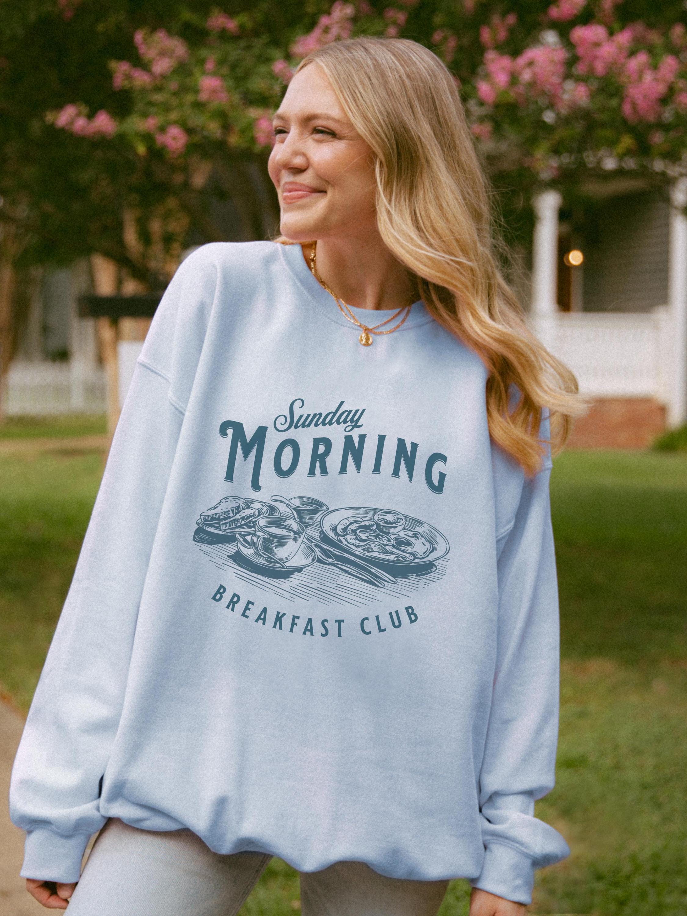 Felpa Sunday Morning Breakfast Club, maglietta trendy Sunday