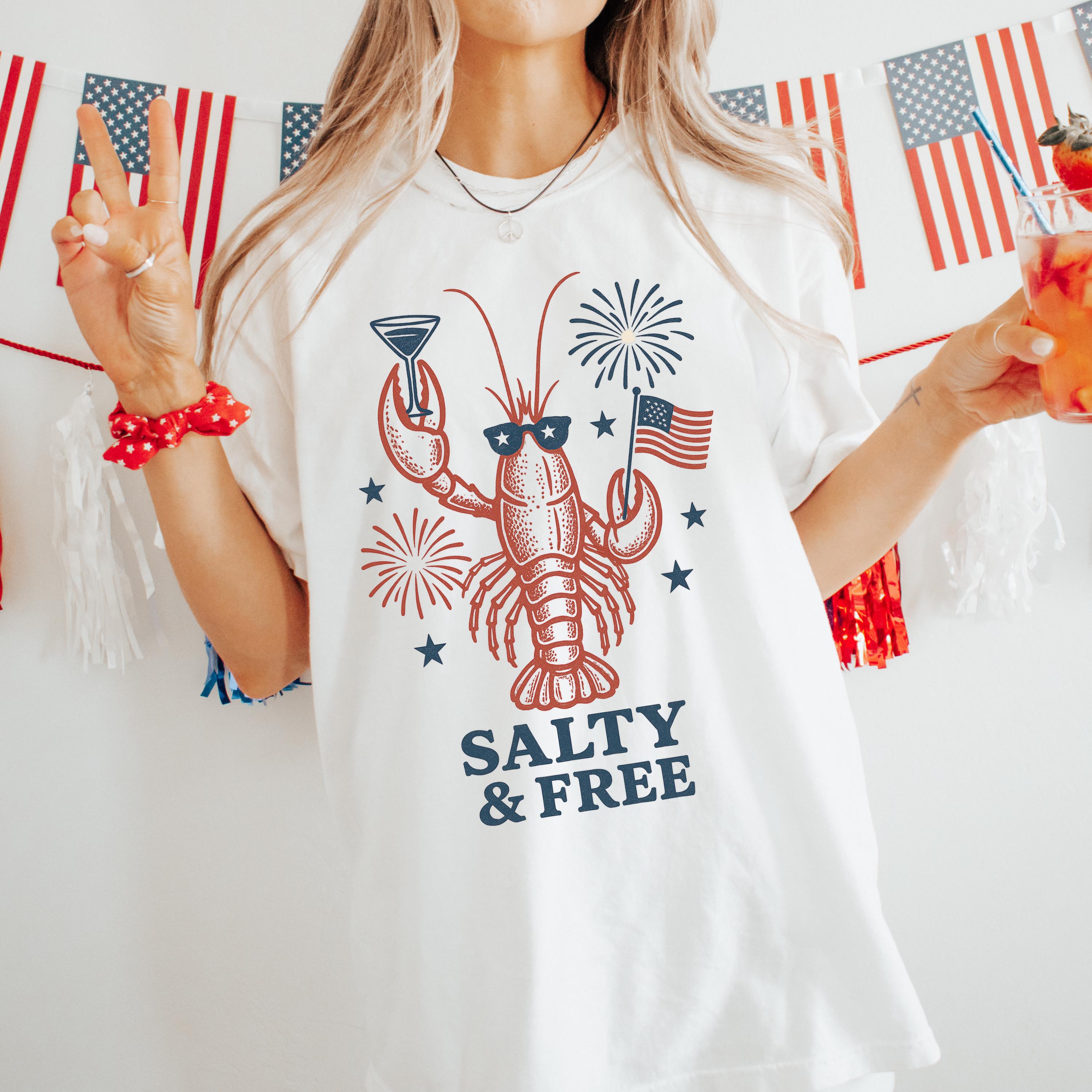 Funny 4th of July Shirt Salty and Free Tshirt Salty Girl Summer
