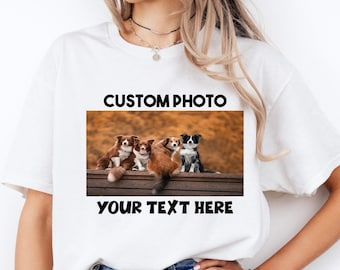 Custom Photo T-Shirt, Custom Photo Shirt with Your Custom Text, Personalized Picture Shirt, Custom Family Photo T-Shirt, Gift for Christmas