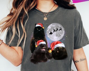 Comfort Colors Three Cats Retro Graphic T-Shirt: Vintage Cat Tee, Cute Cat Lover Shirt