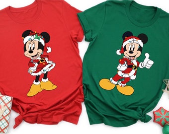 Disney Couples Mickey and Minnie Mouse Christmas Lights T-Shirt, Disneyland Christmas, Mickey's Very Merry Xmas Party Shirt, Christmas Gift