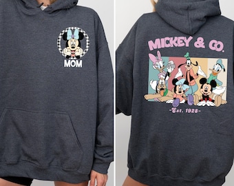 Retro Custom Mickey & Friends Hoodie, Disney Vacation Hoodie, Checkered Magic Kingdom Family Matching Trip Hoodie, Disneyland Hoodie
