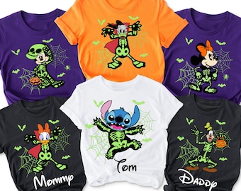 Custom Disney Halloween Shirts, Mickey And Friends Halloween Shirt, Halloween Party Shirt, Personalized Disney Family Halloween Shirts