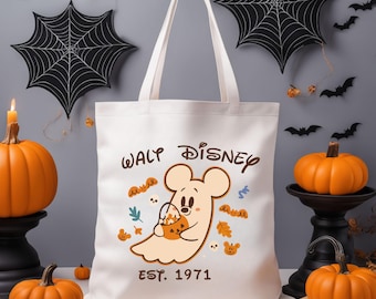 Mickey Mouse Ghost Walt Disney Tote Bag, Cute Halloween Disney Tote, Spooky Mickey Trick or Treat Bag, Disney Halloween Canvas Tote Bag