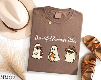 Summerween Ghost Comfort Colors T-Shirt: Kawaii Spooky Halloween Tee