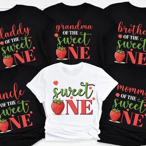 Sweet One Strawberry Birthday Party T-Shirts, 1st Birthday Shirt, Birthday Girl Shirt, First Birthday Party Shirt, Family Matching Sweet One