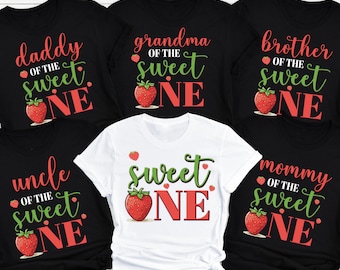 Sweet One Strawberry 1st Birthday Shirt: Family Matching Tees