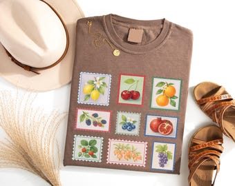 Comfort Colors Summer Fruit Stamp Shirt: Cottagecore Farmer's Market Tee