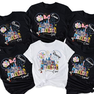 Custom Disney Birthday T-Shirt, Disney Birthday Family T-Shirt, Personalized Disney Birthday Girl and Boy Shirt, Disney Birthday Squad Shirt