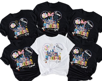 Custom Disney Birthday T-Shirt, Disney Birthday Family T-Shirt, Personalized Disney Birthday Girl and Boy Shirt, Disney Birthday Squad Shirt