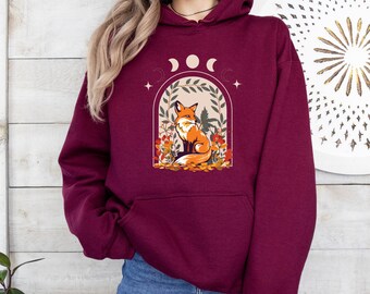 Goblincore Fox Hoodie: Flower Forest Nature Lover Hoodie