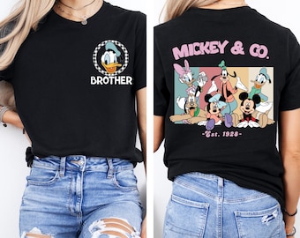 Retro Custom Mickey & Friends T-Shirt, Disney Vacation T-Shirt, Checkered Magic Kingdom Family Matching Trip T-Shirts, Disneyland Shirt