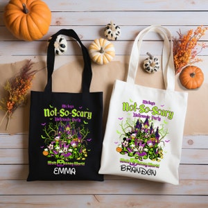 Custom Halloween Tote Bag, Mickey's Not No Scary Halloween Party Tote Bag, Mickey And Friends Halloween Tote Bag, Kids Halloween Candy Sack