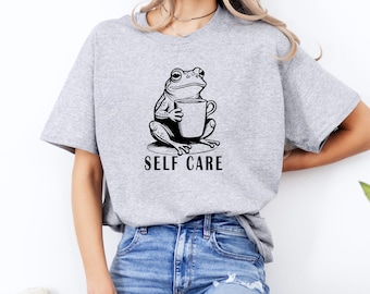 Funny Frog Self-Care T-Shirt: Relaxing Mental Health Tee