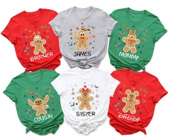 Custom Mickey and Friends Ginger Cookies Christmas T-Shirt, Christmas Family Matching Shirt, Custom Disney Christmas Shirt, Xmas Party Shirt