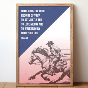 Cowboy and Horse Wall Art - Christian Wrangler Print