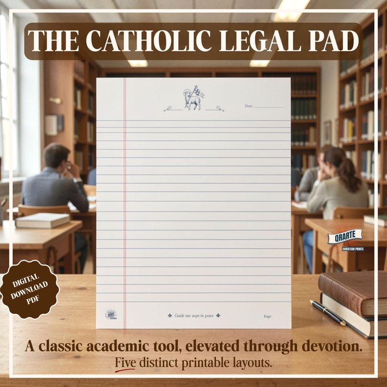 Catholic Legal Pad Printable, Traditional Devotional Stationery (Digital Download) Bild 1