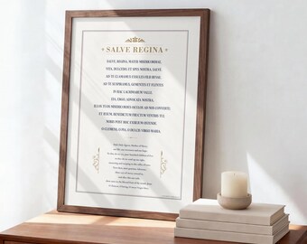 Salve Regina Bilingual Poster, Hail Holy Queen Latin and English Prayer (Digital Download)