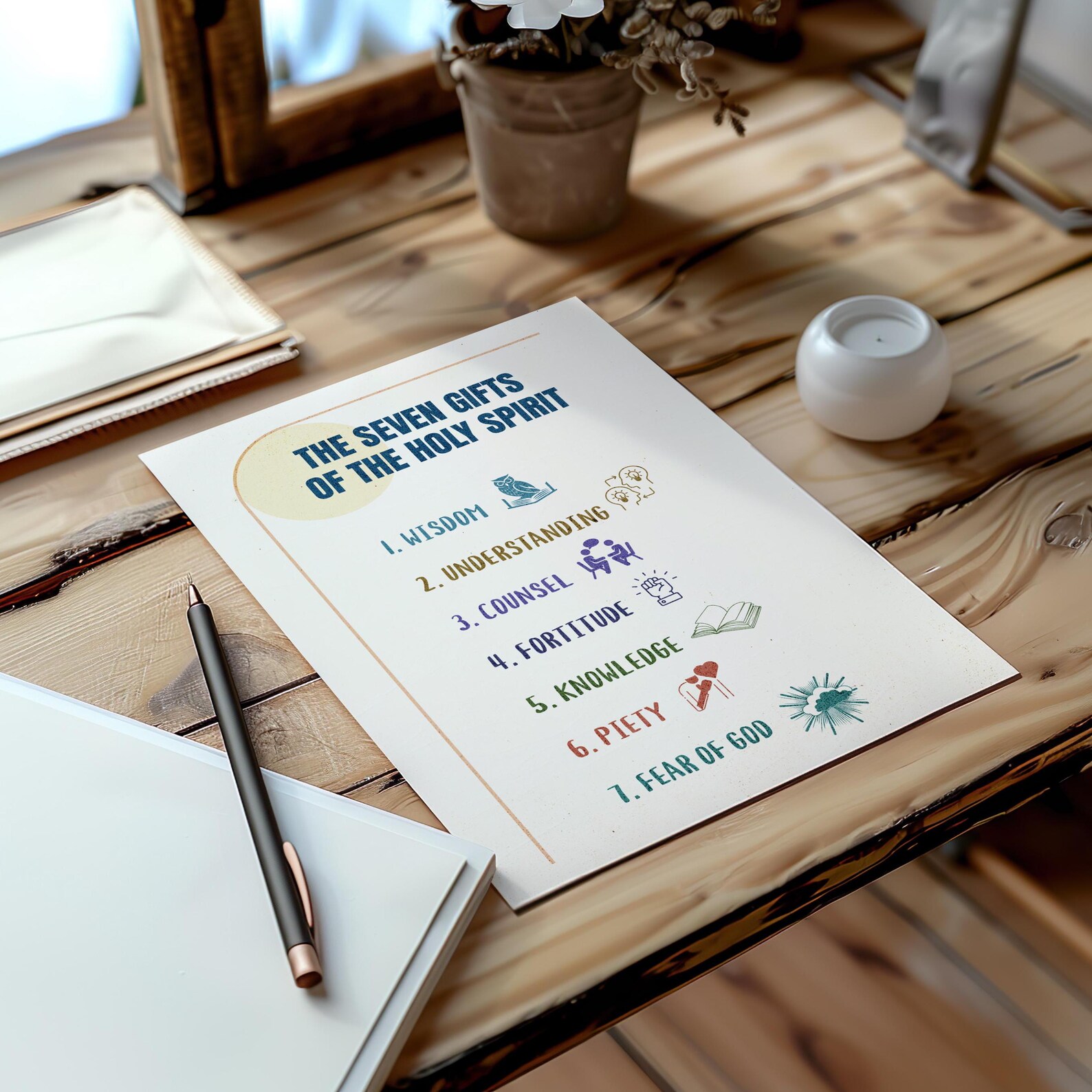 Seven Gifts of the Holy Spirit Educational Catholic Poster for Kids ...