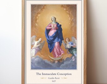 The Immaculate Conception Poster, Guido Reni Italian Renaissance Art, Vintage Catholic Wall Decor (Digital Download)