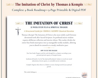 Imitation of Christ Study Plan & Spiritual Tracker, Thomas a Kempis Reading Guide (Digital Download)