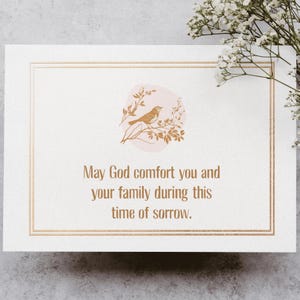Carte de condoléances chrétiennes sincères - 7 x 5 pouces, cadeau de conception de message de condoléances - Carte horizontale de deuil religieux