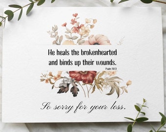 Christian Sympathy Card - Floral Condolence Card with Psalm Quote