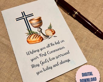 Catholic Communion Card - &#39;1st Holy Communion&#39; with Psalm Quote